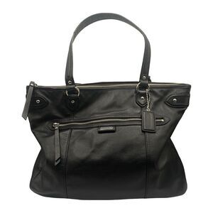 Coach Emma F23973 Black Leather Large Tote Shoulder Bag Zip Top Purse EUC